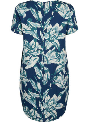 Zizzifashion Dress with print and short sleeves, Navy B.Big FlowerAOP, Packshot image number 1