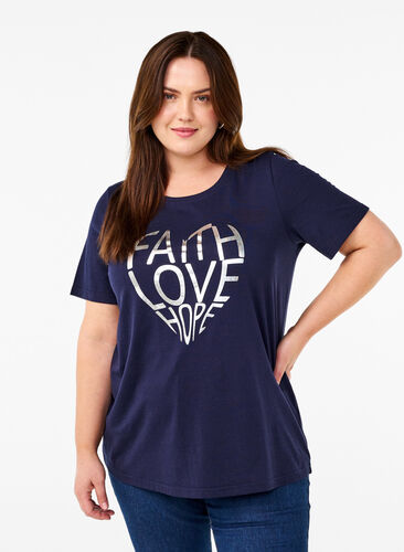 Zizzifashion FLASH - T-shirt with motif, Navy B. Silver Faith, Model image number 0