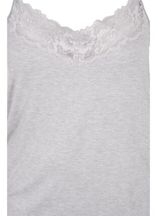 Zizzifashion Lace detail viscose top, Medium Grey Melange , Packshot image number 2