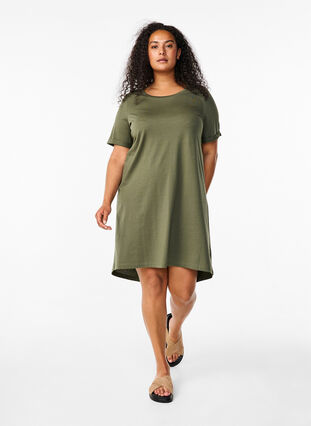 Zizzifashion Cotton t-shirt dress, Thyme, Model image number 2