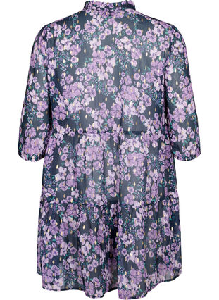 Zizzifashion Tunic with floral print and lurex, Black Small Fl. AOP, Packshot image number 1