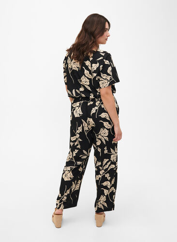 Zizzifashion FLASH - Pants with print and pockets, Black Off White Fl., Model image number 1