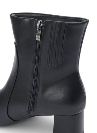 Zizzifashion Wide fit - Leather ankle boots with heel, Black, Packshot image number 4