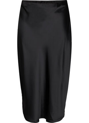 Zizzifashion Long satin skirt, Black, Packshot image number 0