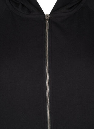 Zizzifashion Sweat cardigan with a hood and pockets, Black, Packshot image number 2