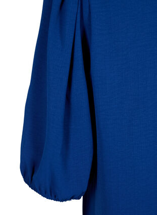 Zizzifashion Short-sleeved blouse with a bow at the back, Estate Blue, Packshot image number 3