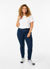 Stretchy jeggings with high waist, Dark Blue, Model