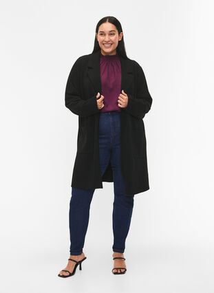 Zizzifashion FLASH - Long blazer with pockets, Black, Model image number 2