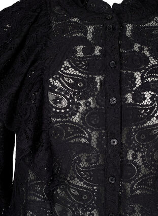 Zizzifashion Lace shirt blouse with ruffle detail, Black, Packshot image number 2