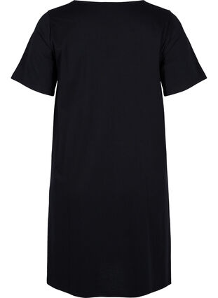 Zizzifashion Short-sleeved cotton dress with a-shape, Black, Packshot image number 1