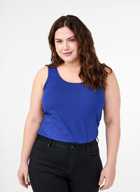 Solid color basic top in cotton, Sodalite Blue, Model