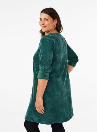 Zizzifashion Velvet dress with a zip detail, Posy Green, Model image number 1