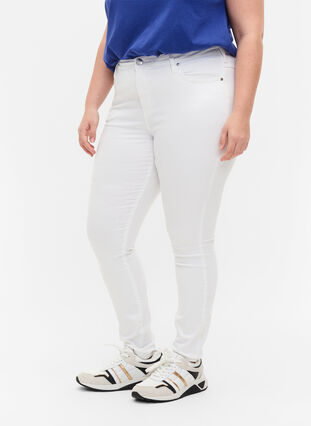 Zizzifashion High-waisted super slim Amy jeans , White, Model image number 2