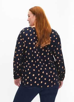 Zizzifashion FLASH - Long sleeve blouse with print, Blue Double Dot, Model image number 1