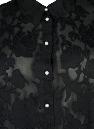 Zizzifashion Jacquard shirt with pearl buttons, Black, Packshot image number 2