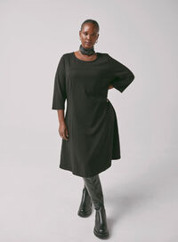 A-shaped dress with 3/4 sleeves, , Model