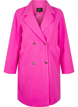 Zizzifashion Coat with double-breasted button closure, Raspberry Rose, Packshot image number 0