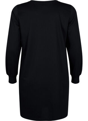 Zizzifashion Sweat dress with lace, Black, Packshot image number 1