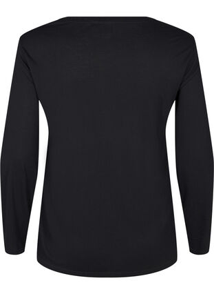 Zizzifashion Long-sleeved blouse in wool and viscose, Black, Packshot image number 1