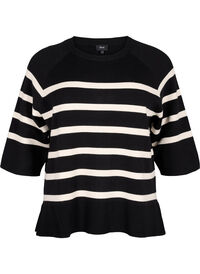 3/4 sleeve knitted blouse with stripes