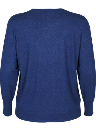 Zizzifashion FLASH - Knitted blouse with a round neck, Estate Blue Mel., Packshot image number 1