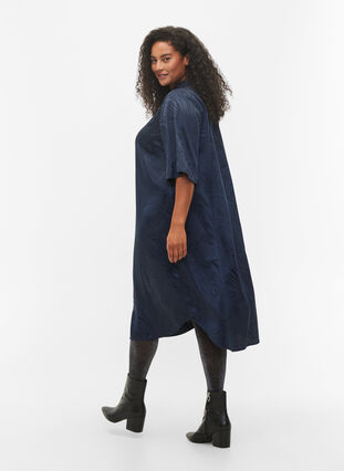 Zizzifashion Long shirt dress with tone-on-tone pattern, Night Sky, Model image number 1