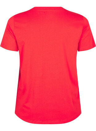 Zizzifashion Basic cotton T-shirt with round neck, Flame Scarlet, Packshot image number 1