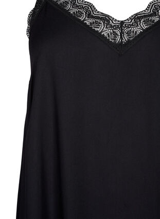 Zizzifashion Midi-length strap dress in viscose with lace, Black, Packshot image number 2