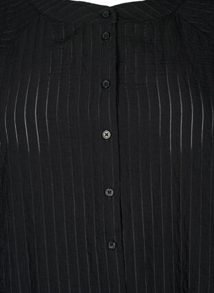 Zizzifashion Long viscose shirt with striped pattern, Black, Packshot image number 2