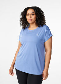 Solid-coloured workout T-shirt, Colony Blue, Model