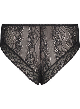 Zizzifashion Lace brazilian panties in microfibre, Black, Packshot image number 1