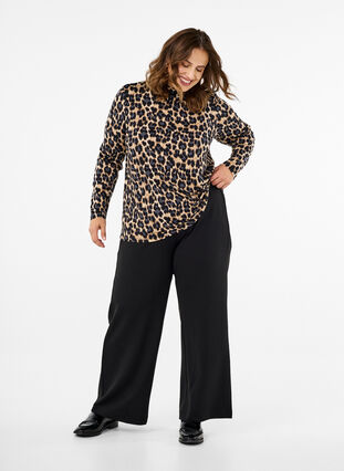 Zizzifashion FLASH - Long sleeve blouse with turtleneck, Leopard Print , Model image number 2