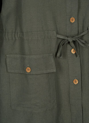 Zizzifashion Linen blend shirt with pockets, Thyme, Packshot image number 3