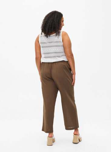 Zizzifashion Loose pants in linen-cotton blend, Cub, Model image number 1