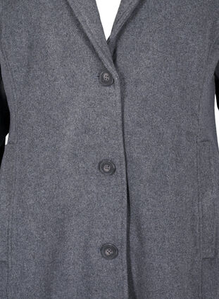 Zizzifashion Long wool coat with pockets, Dark Grey Melange, Packshot image number 2