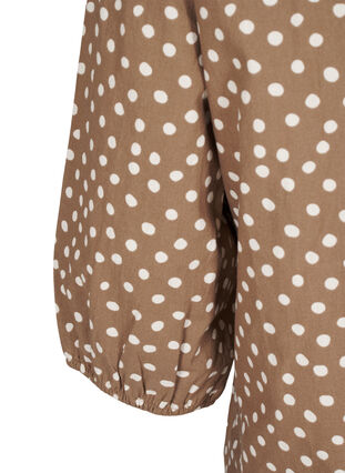 Zizzifashion 3/4 sleeve cotton blouse with polka dots, Coca Mocha Dot , Packshot image number 3