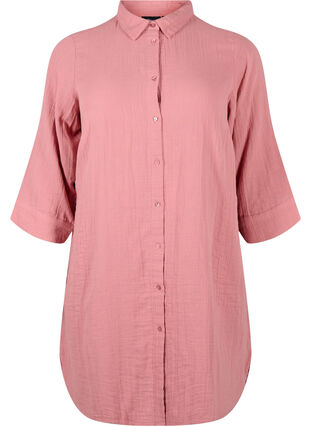 Zizzifashion Long shirt in cotton muslin, Old Rose, Packshot image number 0