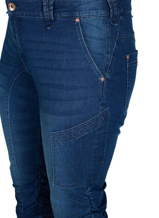 Zizzifashion Slim fit capri jeans with pockets, Dark blue denim, Packshot image number 2