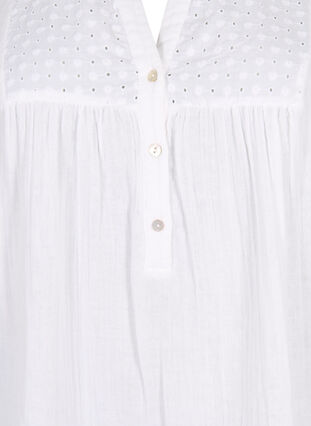 Zizzifashion Cotton tunic with anglaise embroidery, Bright White, Packshot image number 2