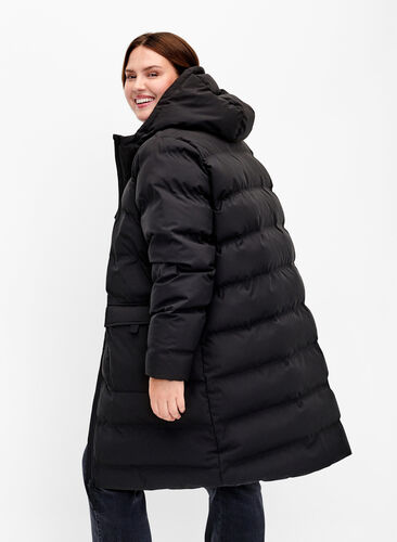 Zizzifashion Puffer coat with hood and pockets, Black, Model image number 1