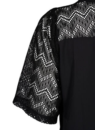 Zizzifashion Shirt blouse with short lace sleeves, Black, Packshot image number 3