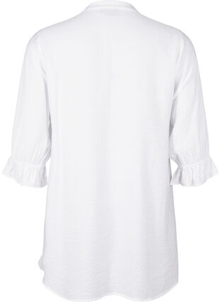 Zizzifashion Long viscose shirt with lace detail, Bright White, Packshot image number 1