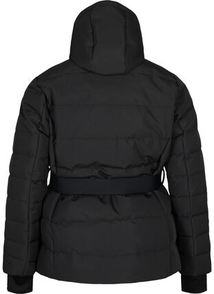 Zizzifashion Ski jacket with hood and belt, Black, Packshot image number 1