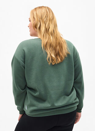 Zizzifashion Sweatshirt with terry text, Duck Green, Model image number 1