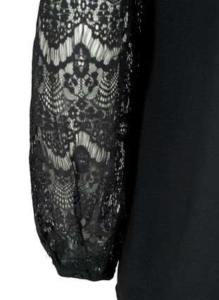 Zizzifashion Long sleeve blouse with lace, Black, Packshot image number 3