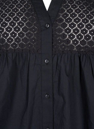 Zizzifashion FLASH - Shirt with crochet detail, Black, Packshot image number 2