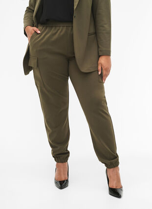 Zizzifashion Cargo trousers with elastic waist, Forest Night, Model image number 2