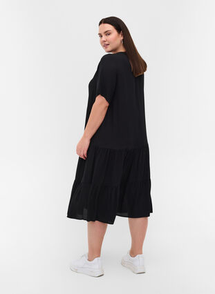 Zizzifashion Short sleeve viscose dress, Black, Model image number 1