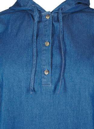 Zizzifashion Denim blouse with hood, Medium Blue Denim, Packshot image number 2