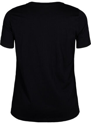 Zizzifashion T-shirt with a motif, Black w. Flower, Packshot image number 1